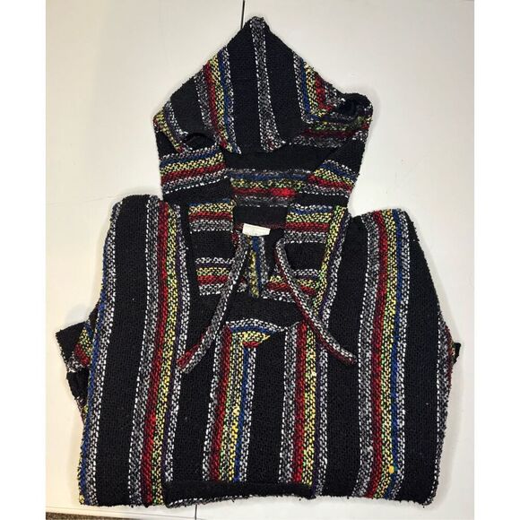 Mexican Poncho Baja Hoodie Surfer Skater Drug Rug Pullover Made in Mexico M Tall - Picture 3 of 7